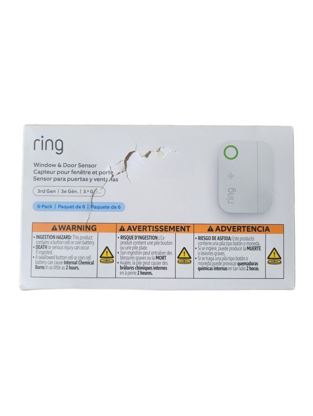 Ring 3rd Gen Window & Door Sensor 6-Pack - Smart Home Security
